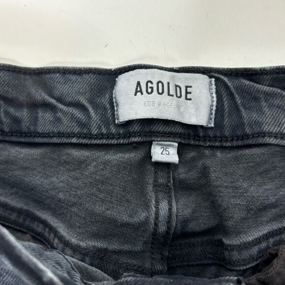 Agolde Toni Faded Black Distressed Mid Rise Skinny Jeans 25 - Picture 6 of 14